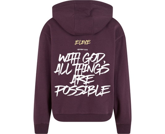 With God All Things Are Possible" Oversized Hoodie – Plum Purple