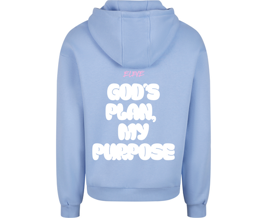 God’s Plan. My Purpose." Oversized Hoodie – Beryl Blue