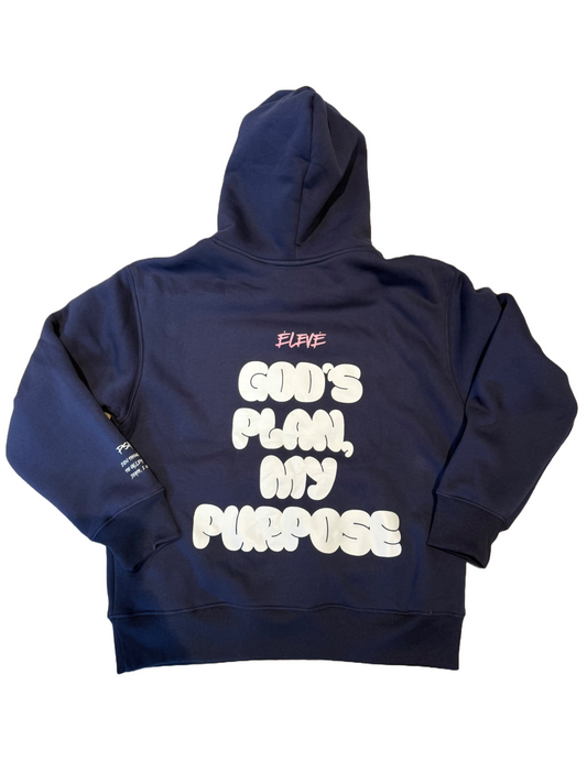 God’s Plan. My Purpose." Oversized Hoodie – Navy Blue