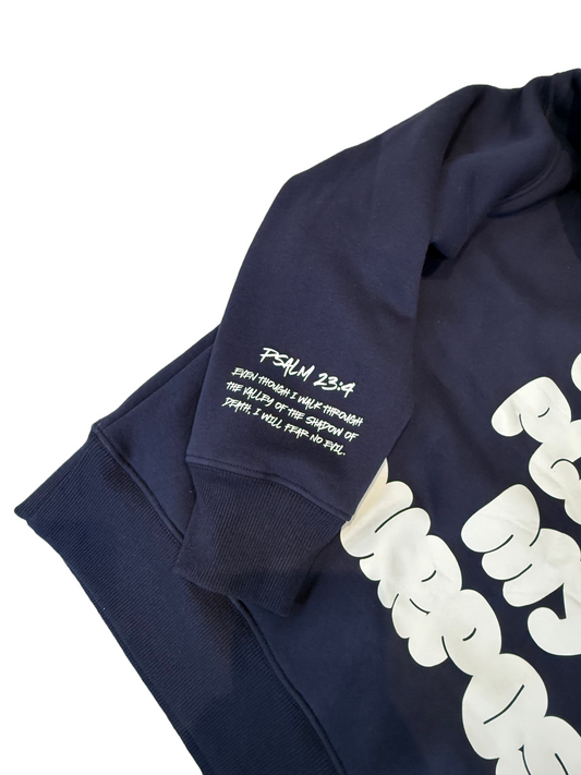 God’s Plan. My Purpose." Oversized Hoodie – Navy Blue